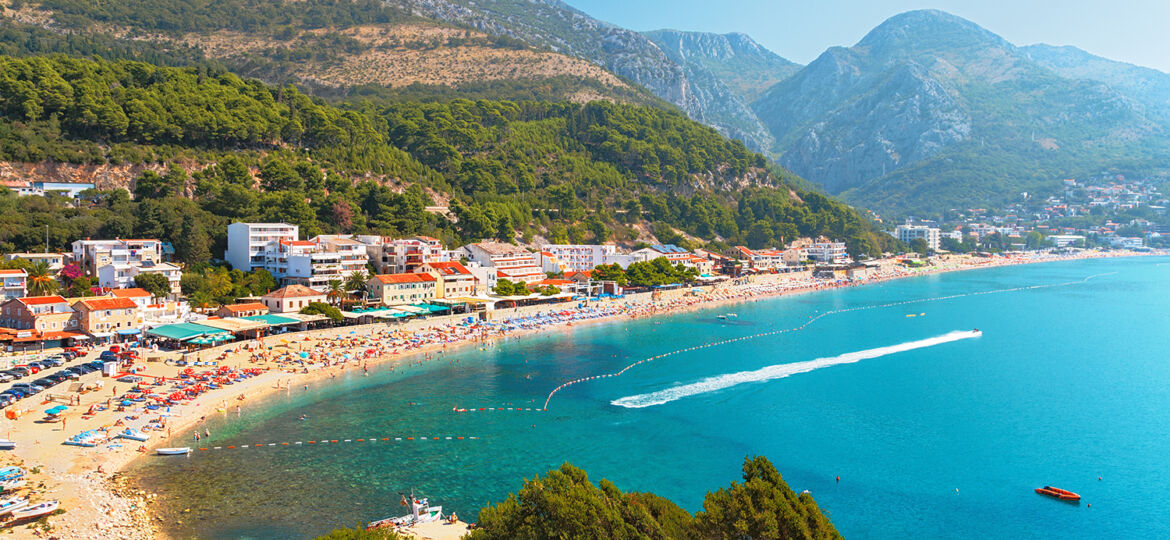Sutomore,Beach,In,The,Holiday,Season.,Montenegro